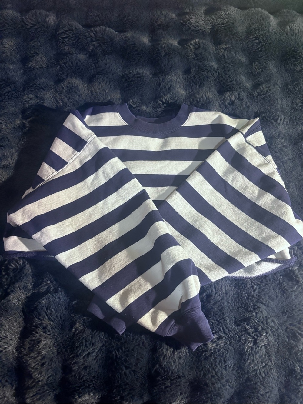 Purple and white cropped sweatshirt